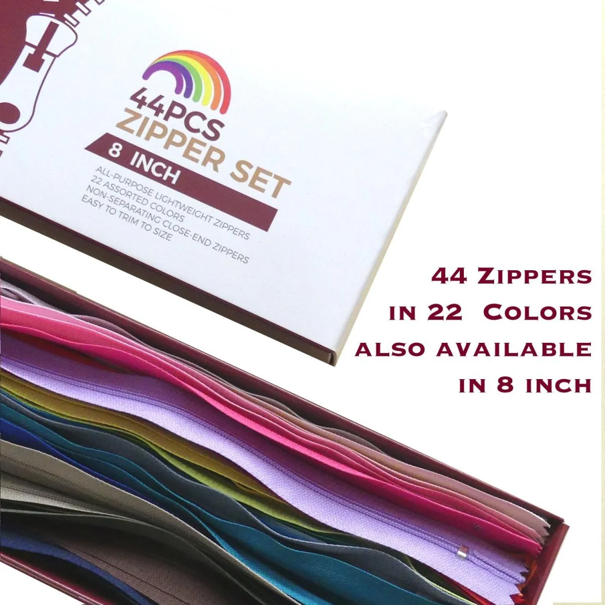 Zipper Set - 44 pcs/box - 22 colors - 2 sizes to choose from - Image 4