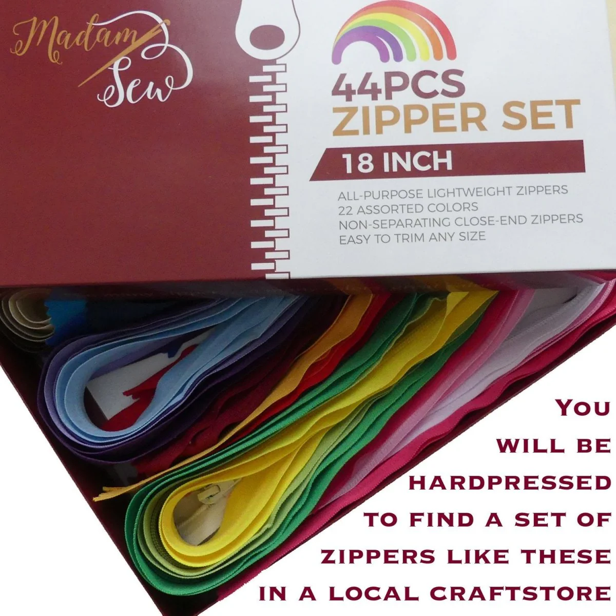 Zipper Set - 44 pcs/box - 22 colors - 2 sizes to choose from - Image 7