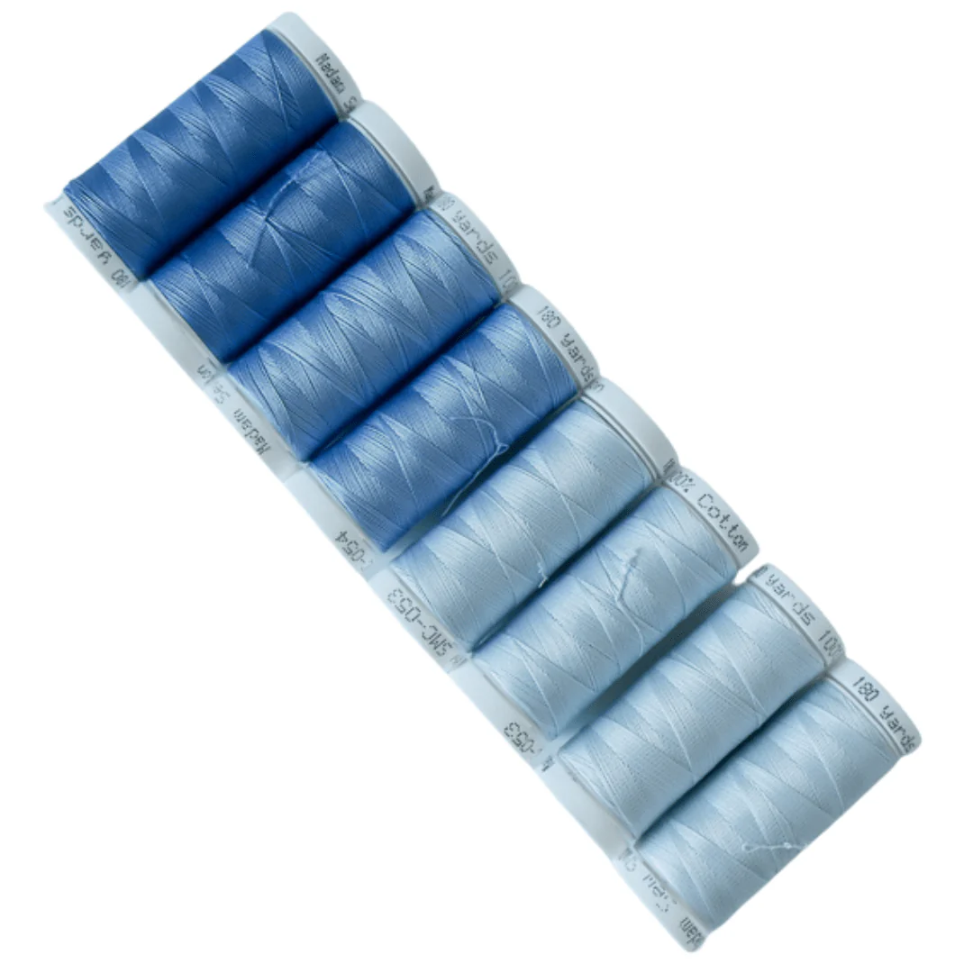 Cotton Thread Set - Light Blues! For Quilting and Sewing - 8 Spools, 4 Colors, 180 Yards Each - Image 4