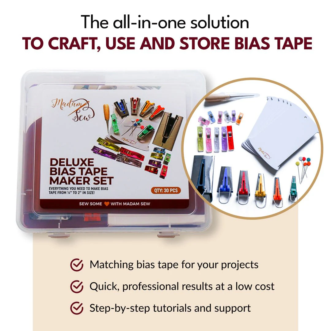 Deluxe Bias Tape Maker Set - 30pcs for making, using & storing bias tape or binding! - Image 4
