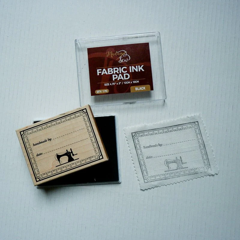 "Handmade By" Fabric Stamp & Permanent Ink Pad Bundle - Black or Brick Red - Image 10