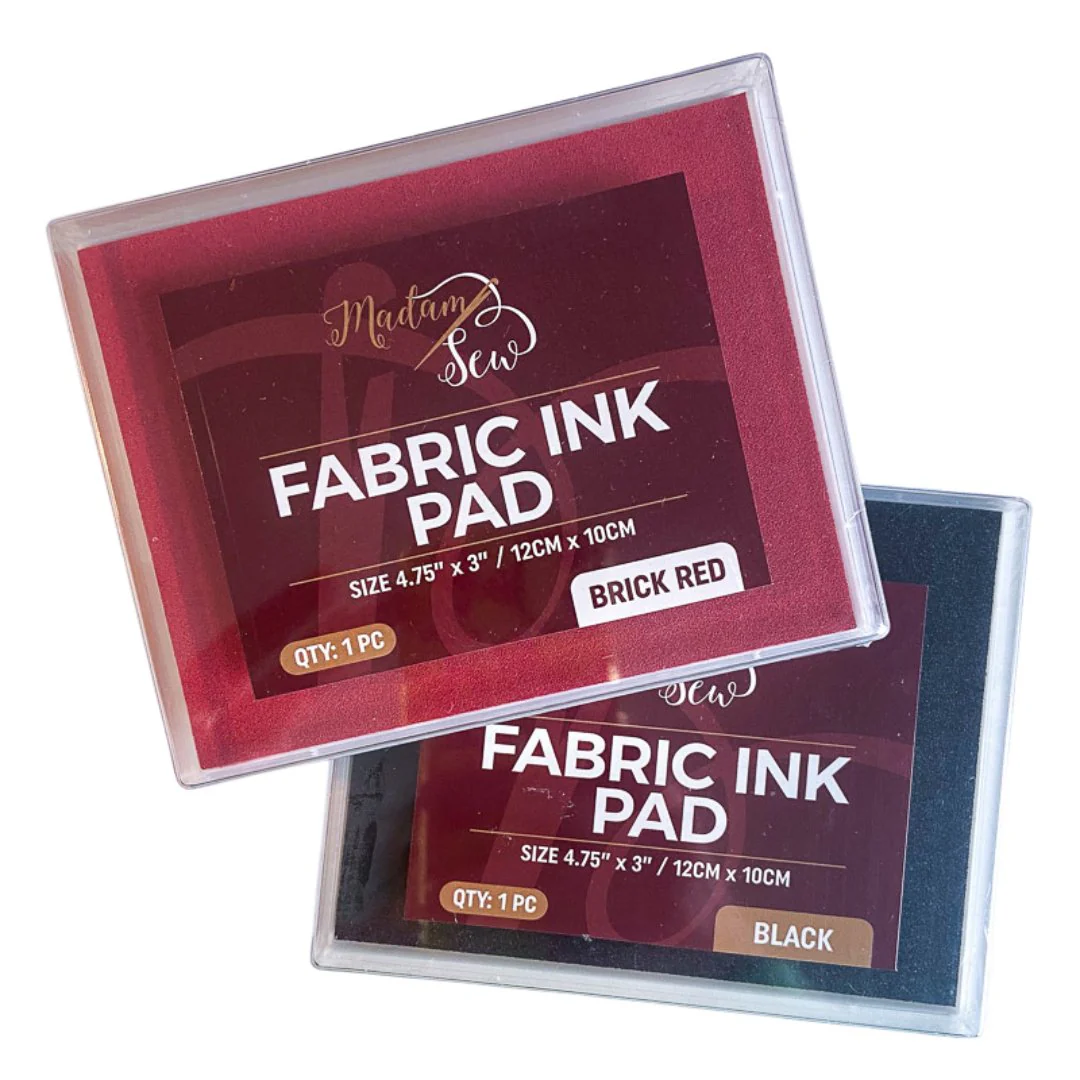 "Handmade By" Fabric Stamp & Permanent Ink Pad Bundle - Black or Brick Red - Image 3