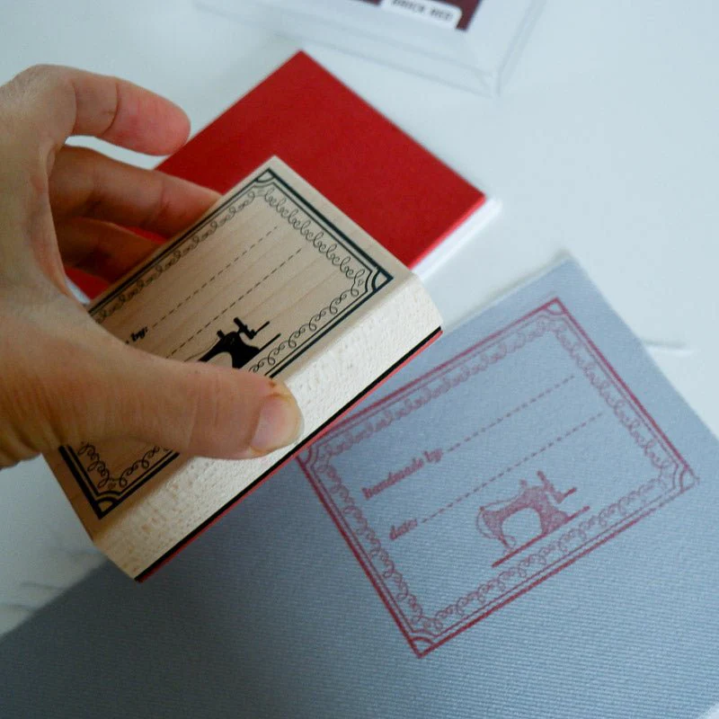 "Handmade By" Fabric Stamp & Permanent Ink Pad Bundle - Black or Brick Red - Image 5