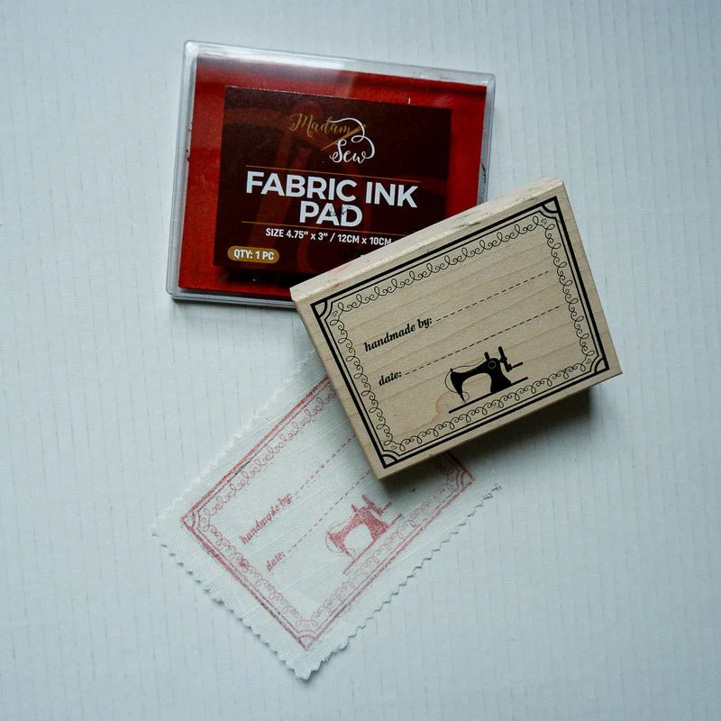 "Handmade By" Fabric Stamp & Permanent Ink Pad Bundle - Black or Brick Red - Image 9