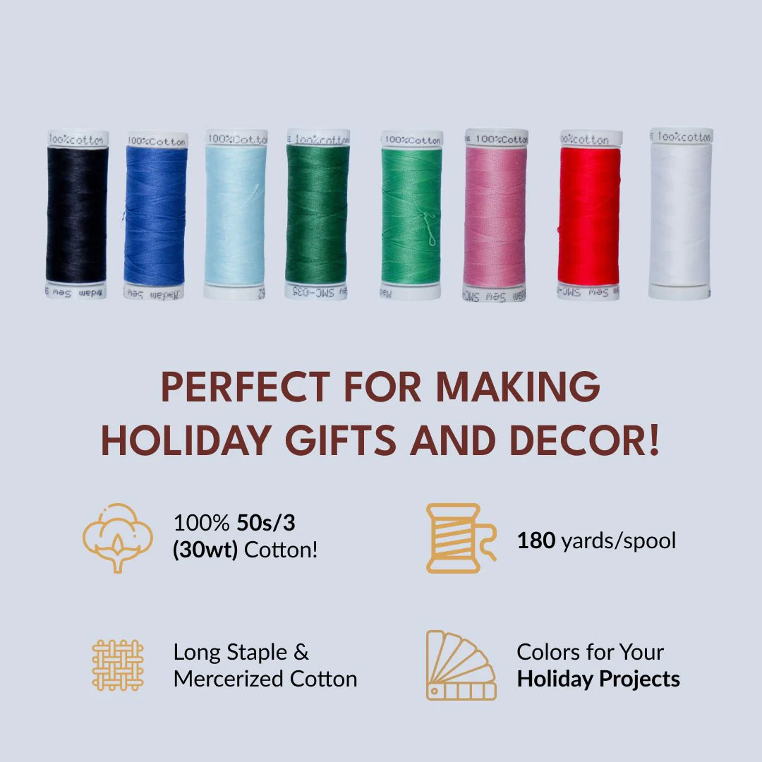Holiday Must Haves - Cotton Thread Set - For Quilting and Sewing! - 8 Spools, 180 Yards Each - Image 6