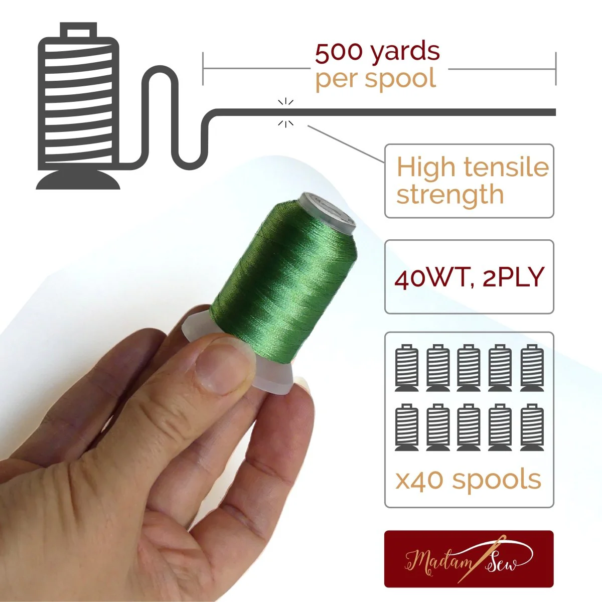Machine Embroidery Thread - 40 spools of 500 yards - Image 6
