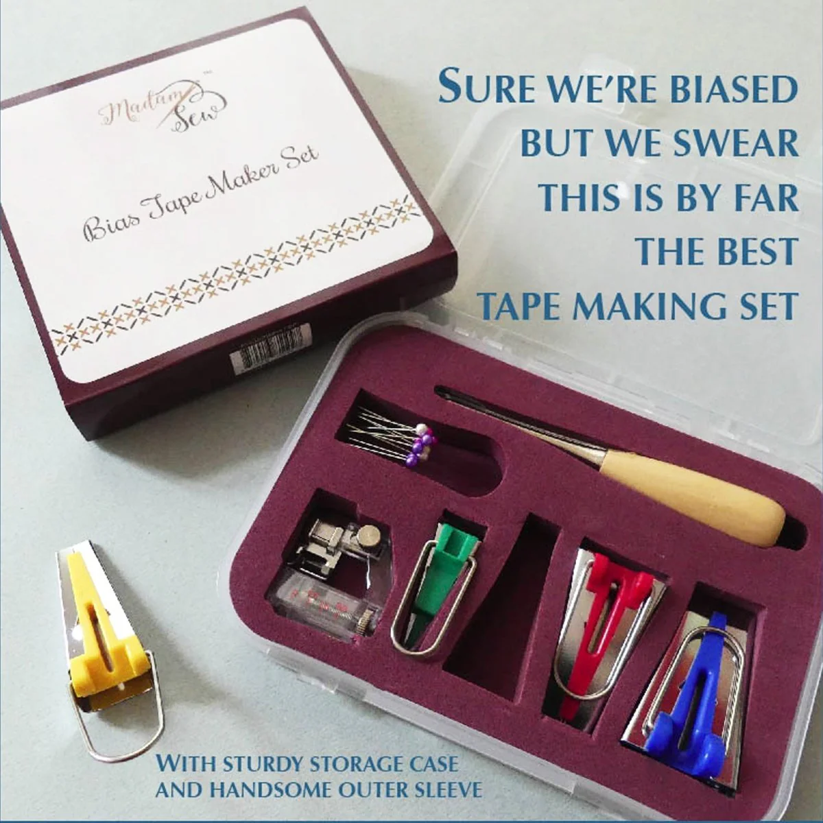 Bias Tape Maker Set - 16pcs with Quilting Awl & Binder Foot - Image 10