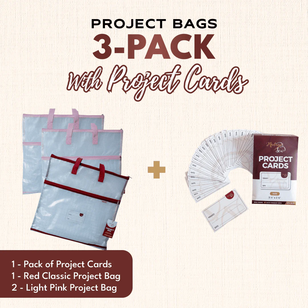 Project Bags (2 Light Pink) - 3 Pack with Project Cards