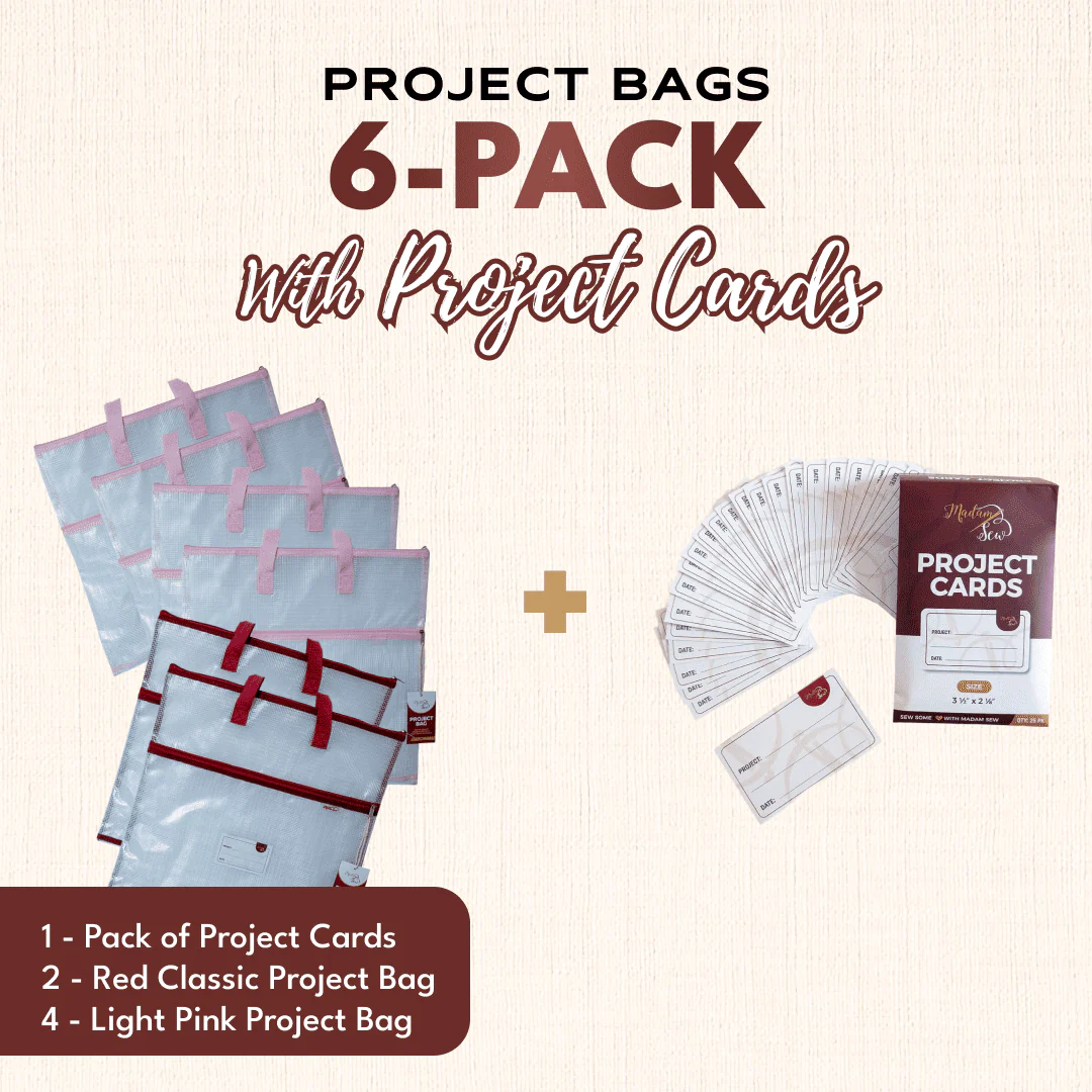 Project Bags (4 Light Pink) - 6 Pack with Project Cards