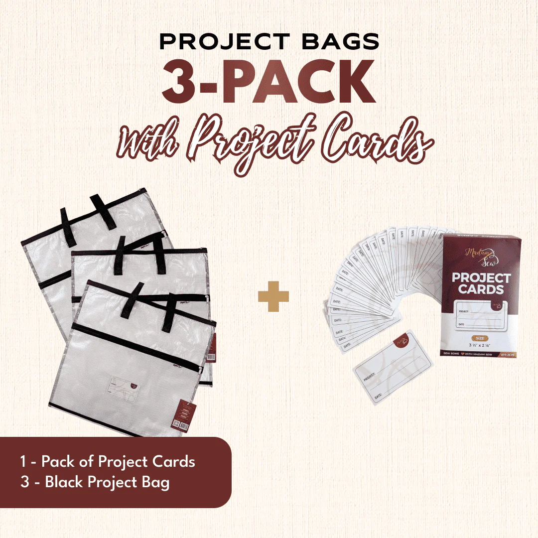 Project Bags (All Black) - 3 Pack with Project Cards