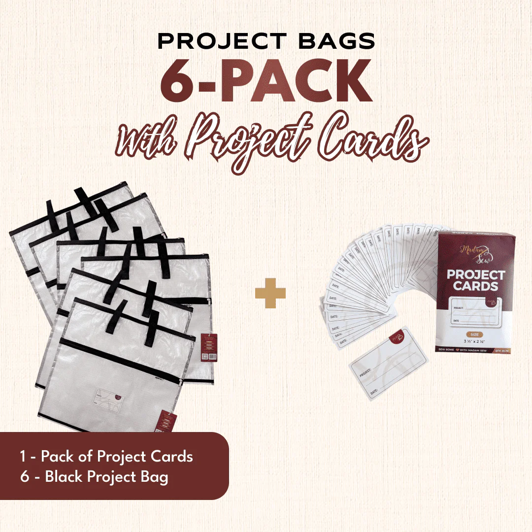 Project Bags (All Black) - 6 Pack with Project Cards
