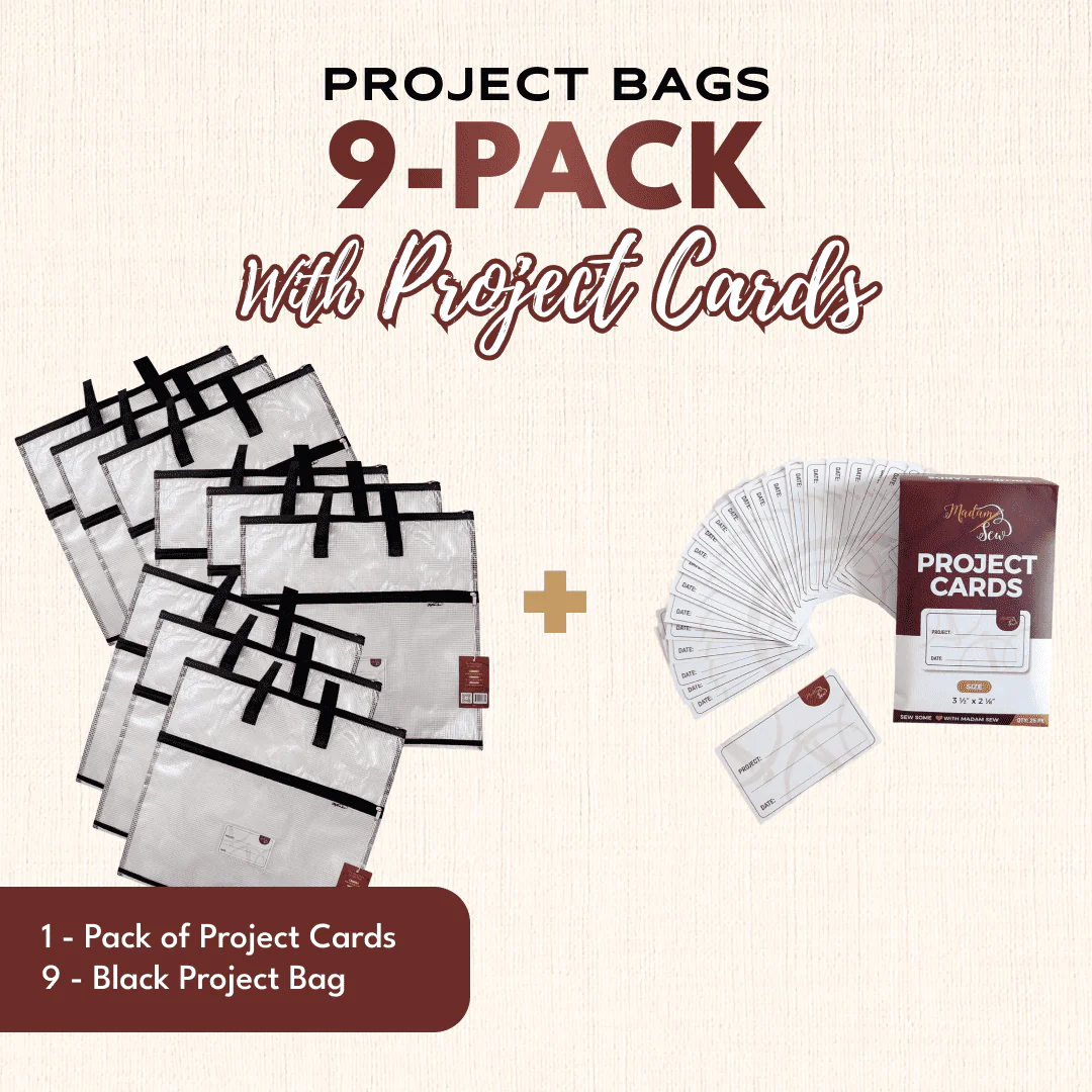 Project Bags (All Black) - 9 Pack with Project Cards