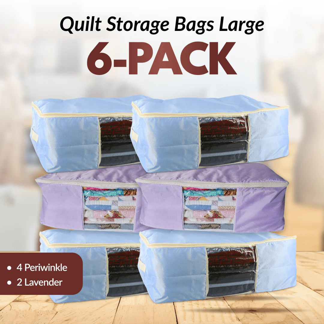 Quilt Storage Bags - 6 Pack - Large Size - Lavender & Periwinkle