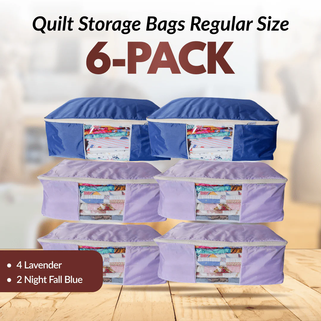 Quilt Storage Bags - 6 Pack - Regular Size (Lavender & Blue)