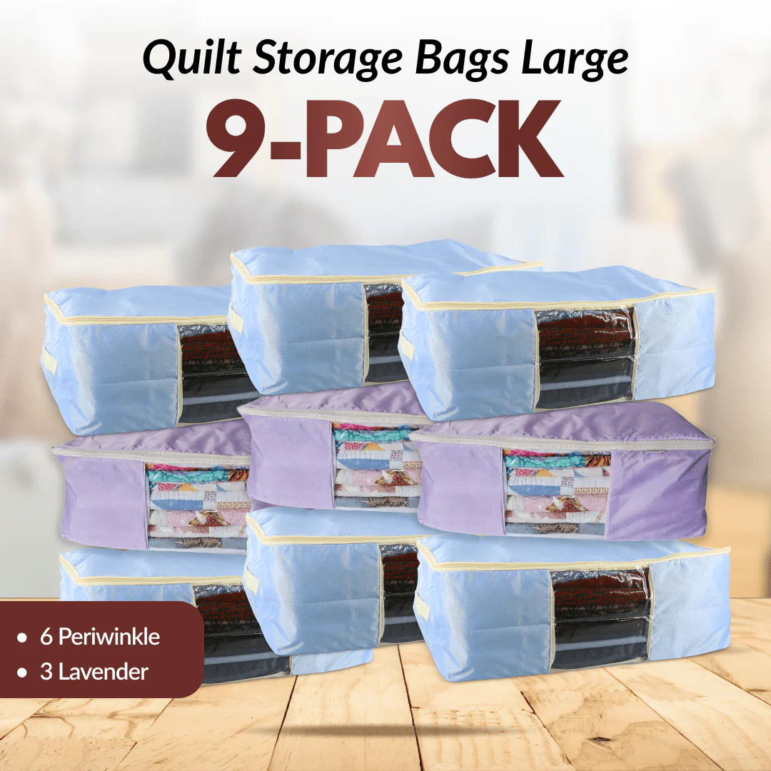 Quilt Storage Bags - 9 Pack - Large Size - Lavender & Periwinkle
