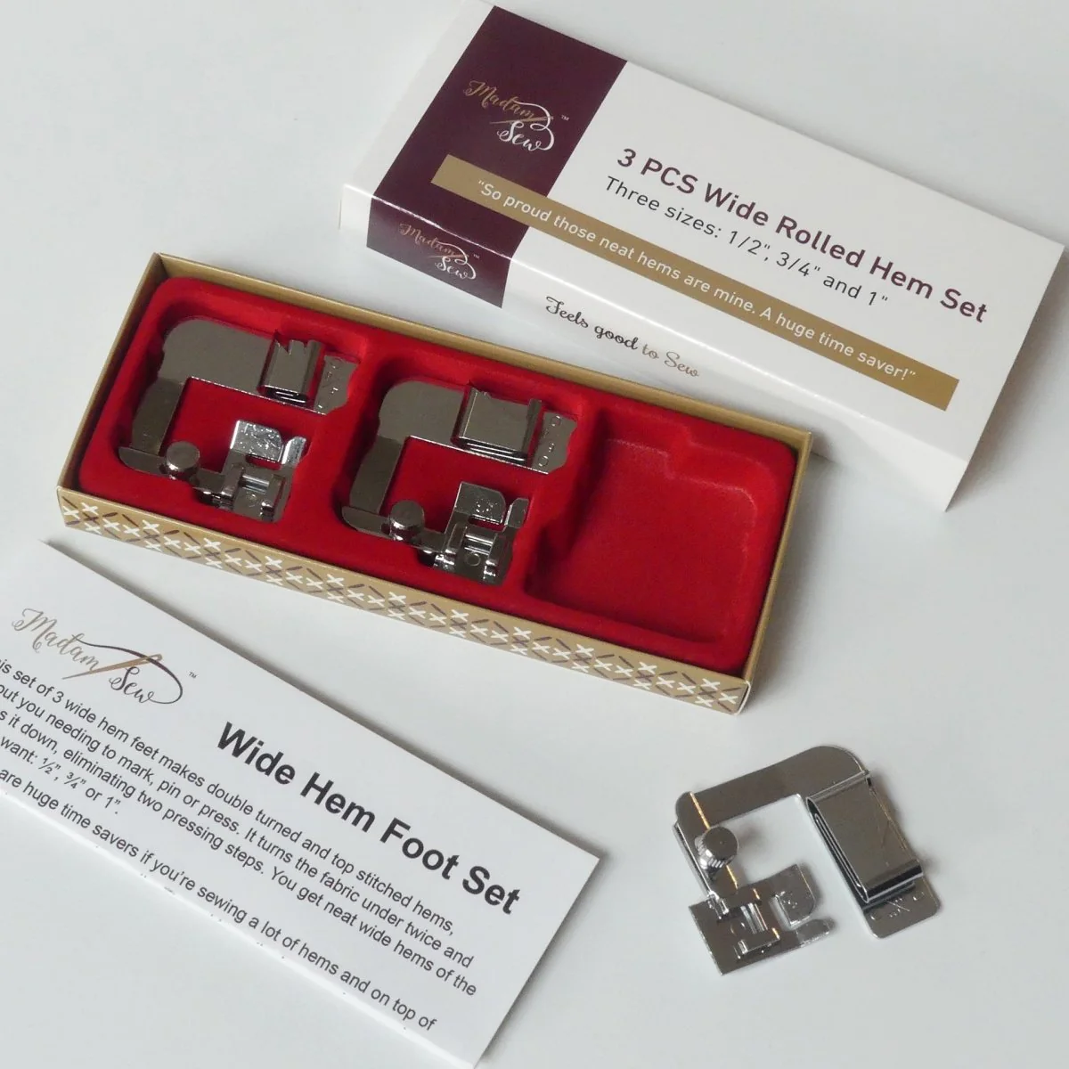 Hemming Foot Set - for 1", 1/2" and 3/4" hems - Image 5