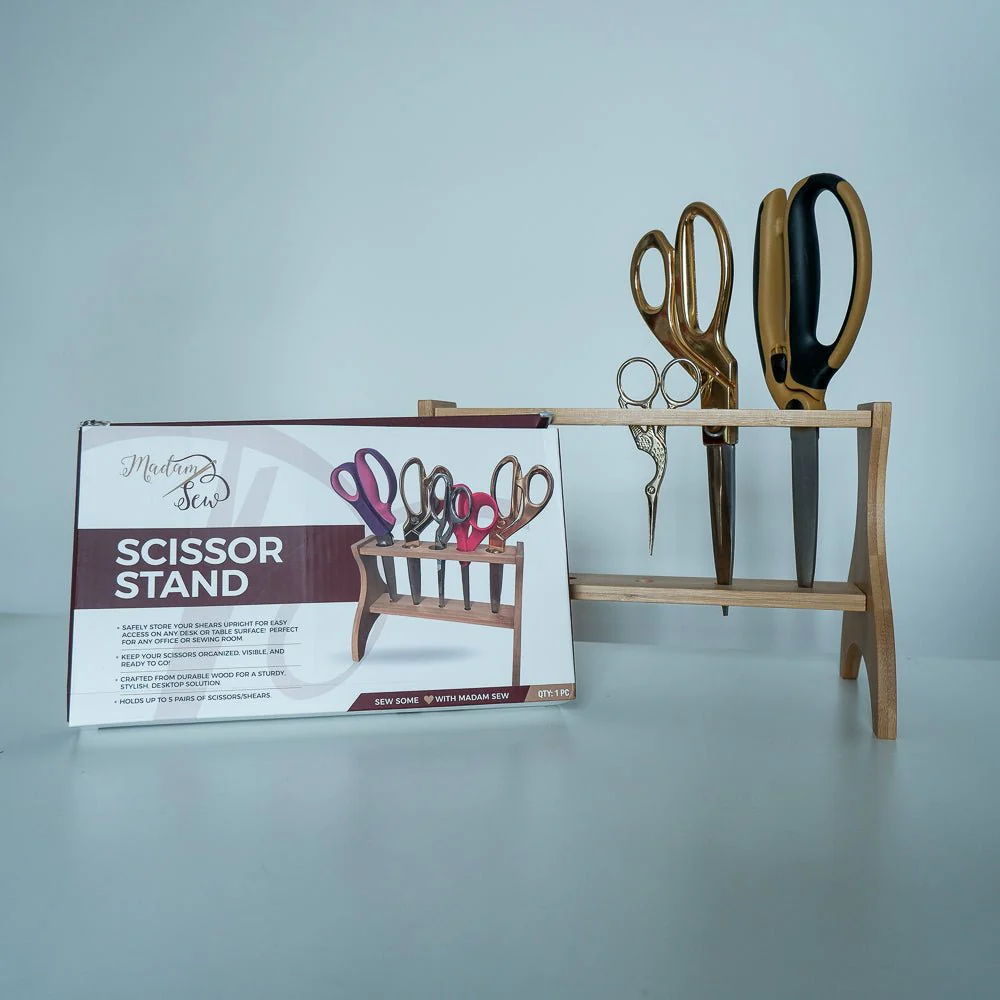 Bamboo Desktop Scissors Stand - Holds up to 5 pairs of shears - Image 3